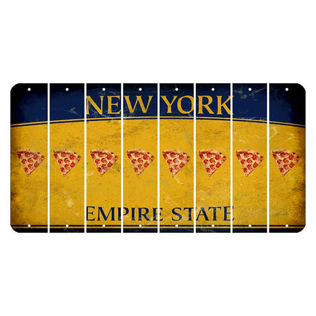 New York Yellow Empire State Cut License Plate Strips (Set of 8) Pizza