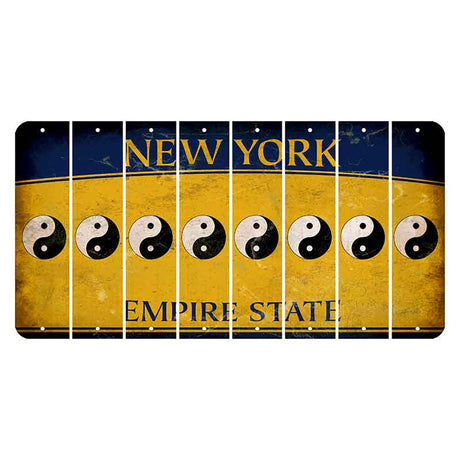 New York Yellow Empire State Cut License Plate Strips (Set of 8) Yin Yang