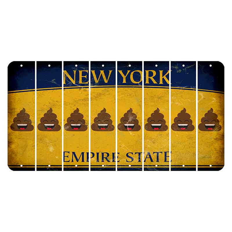 New York Yellow Empire State Cut License Plate Strips (Set of 8) Emoji - Poop