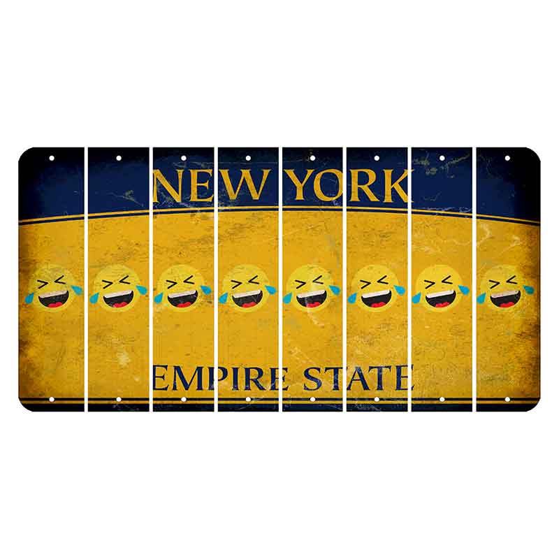 New York Yellow Empire State Cut License Plate Strips (Set of 8) Emoji - Laughing