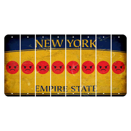 New York Yellow Empire State Cut License Plate Strips (Set of 8) Emoji - Angry