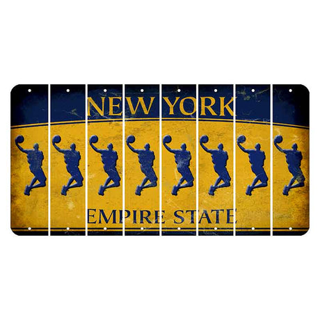 New York Yellow Empire State Cut License Plate Strips (Set of 8) Basketball Player