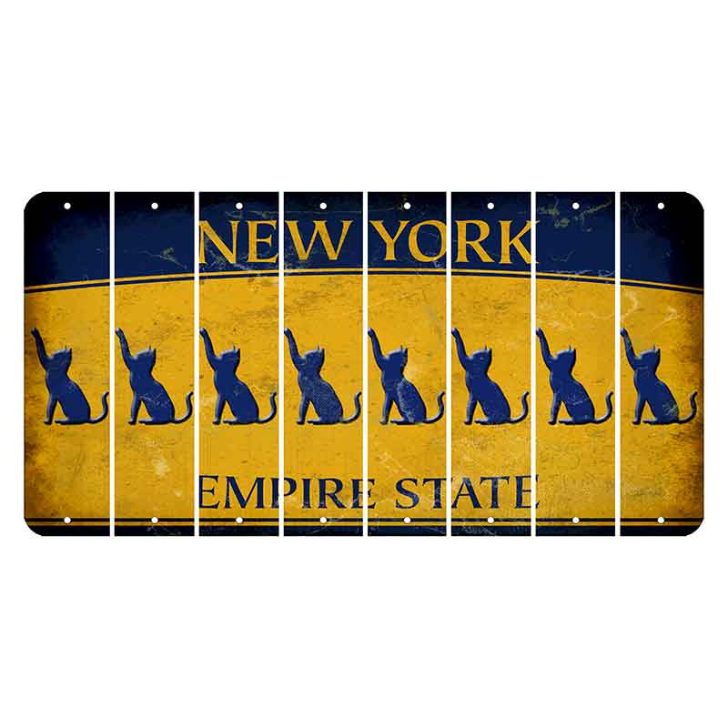 New York Yellow Empire State Cut License Plate Strips (Set of 8) Cat