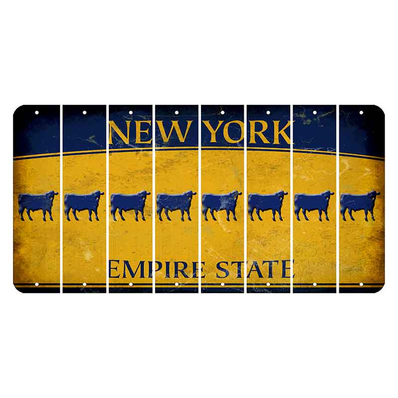 New York Yellow Empire State Cut License Plate Strips (Set of 8) Dairy Cow