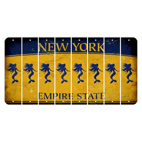 New York Yellow Empire State Cut License Plate Strips (Set of 8) Mermaid