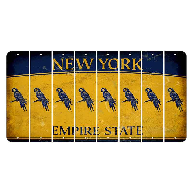 New York Yellow Empire State Cut License Plate Strips (Set of 8) Parrot