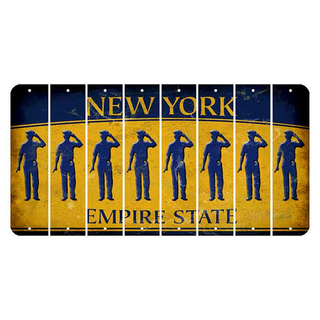 New York Yellow Empire State Cut License Plate Strips (Set of 8) Police Officer