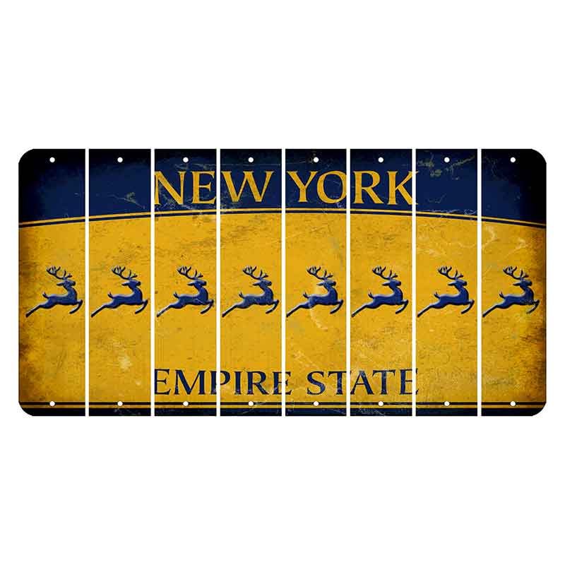 New York Yellow Empire State Cut License Plate Strips (Set of 8) Reindeer