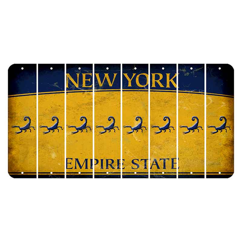 New York Yellow Empire State Cut License Plate Strips (Set of 8) Scorpion