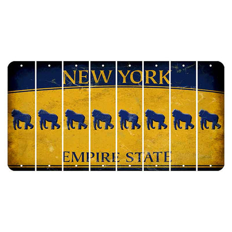 New York Yellow Empire State Cut License Plate Strips (Set of 8) Gorilla