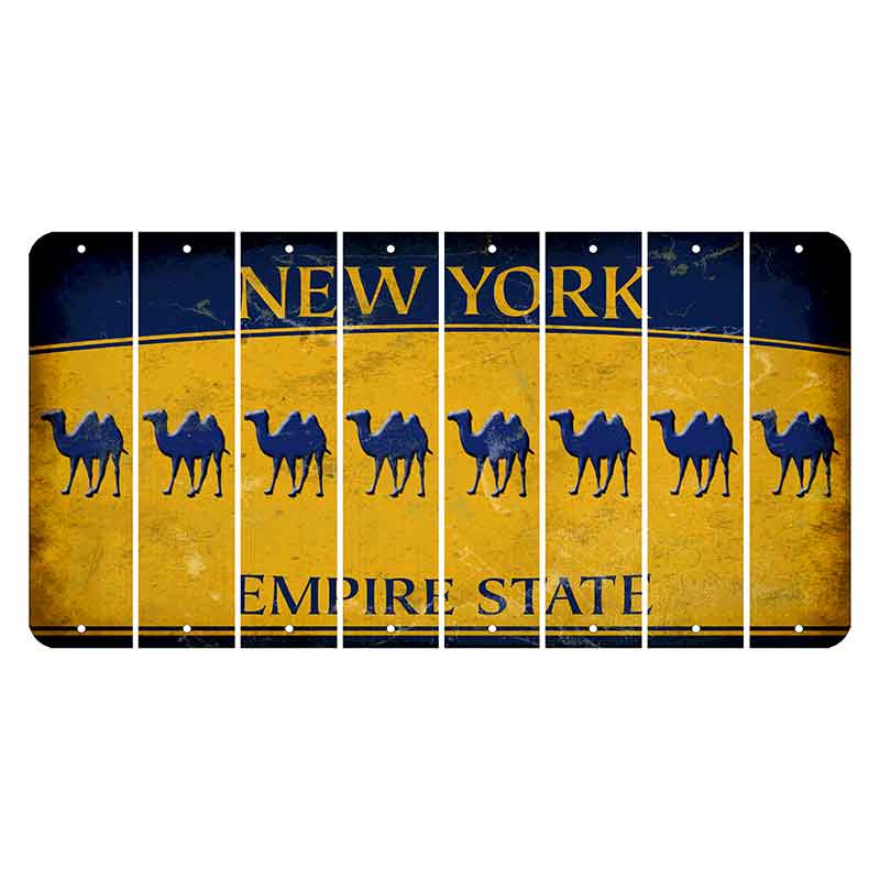 New York Yellow Empire State Cut License Plate Strips (Set of 8) Camel