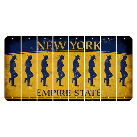 New York Yellow Empire State Cut License Plate Strips (Set of 8) Cowboy - Leaning