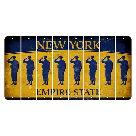 New York Yellow Empire State Cut License Plate Strips (Set of 8) Soldier - Saluting