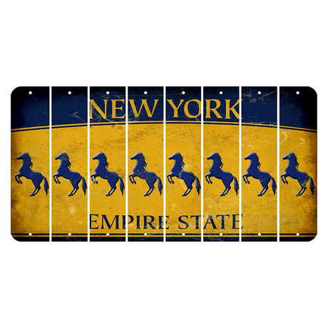 New York Yellow Empire State Cut License Plate Strips (Set of 8) Horse