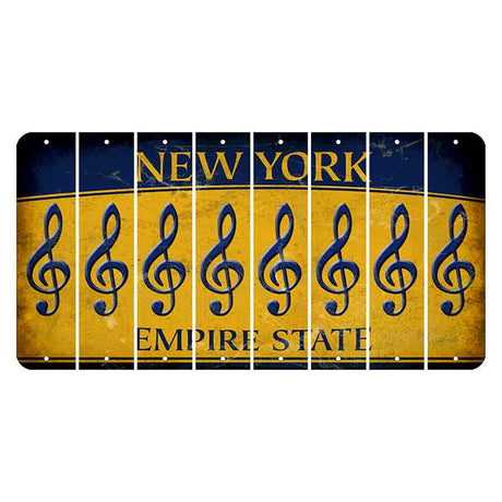 New York Yellow Empire State Cut License Plate Strips (Set of 8) Music Note