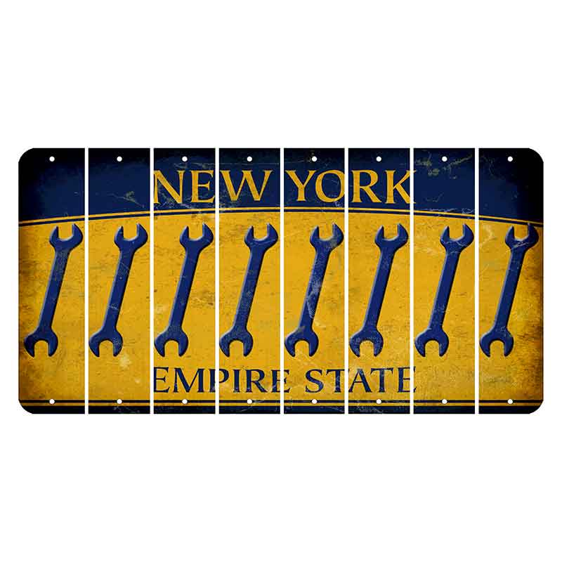 New York Yellow Empire State Cut License Plate Strips (Set of 8) Wrench