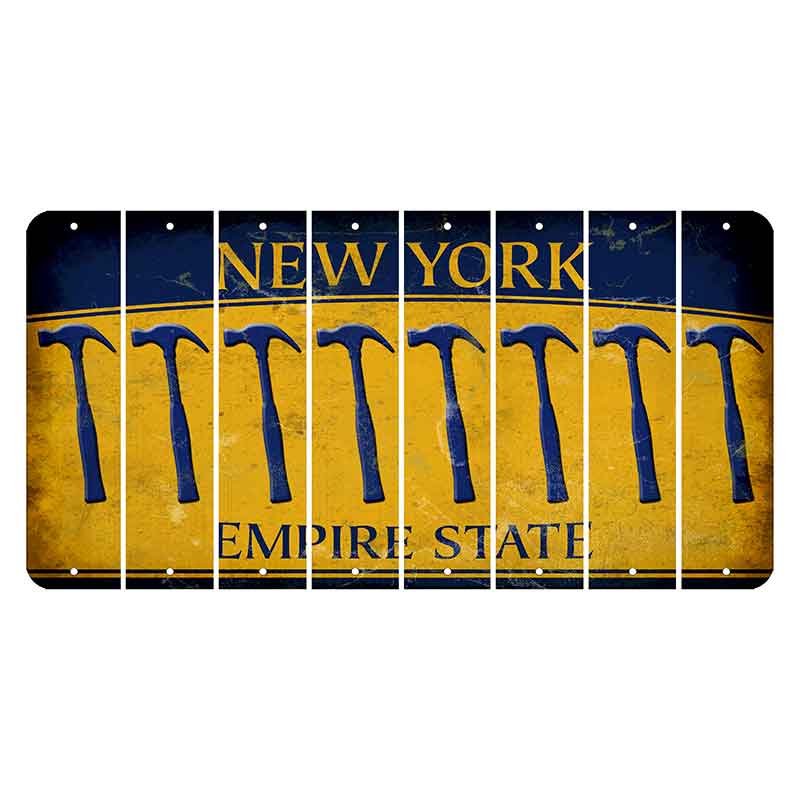 New York Yellow Empire State Cut License Plate Strips (Set of 8) Hammer