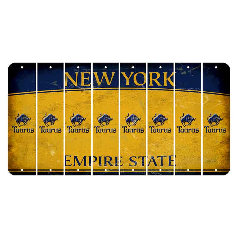 New York Yellow Empire State Cut License Plate Strips (Set of 8) Zodiac Sign - Taurus