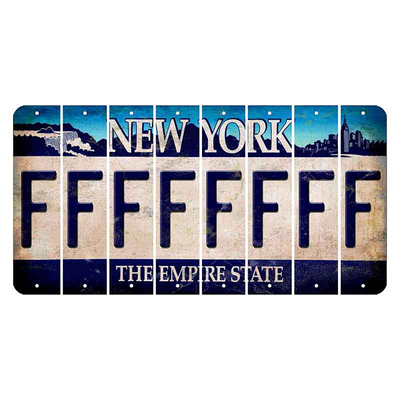 New York Blue The Empire State Cut License Plate Strips (Set of 8) F