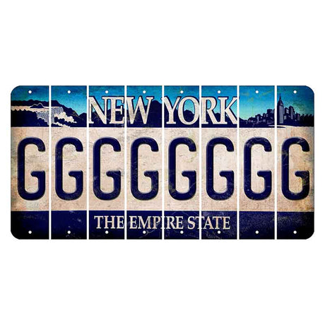 New York Blue The Empire State Cut License Plate Strips (Set of 8) G