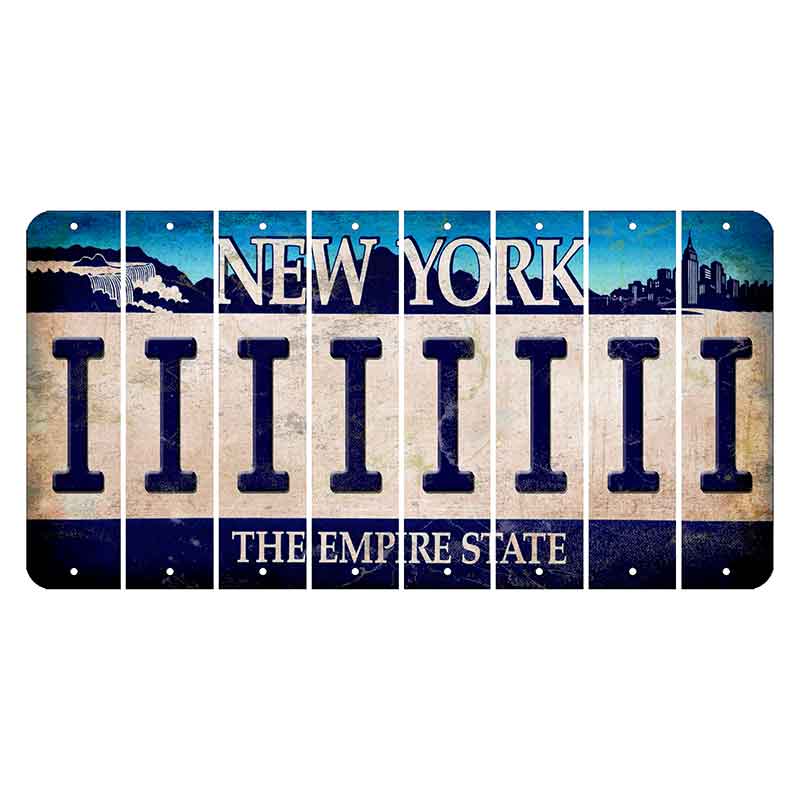 New York Blue The Empire State Cut License Plate Strips (Set of 8) I