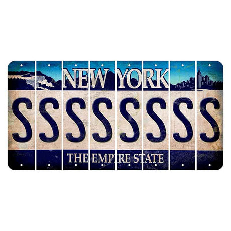 New York Blue The Empire State Cut License Plate Strips (Set of 8) S