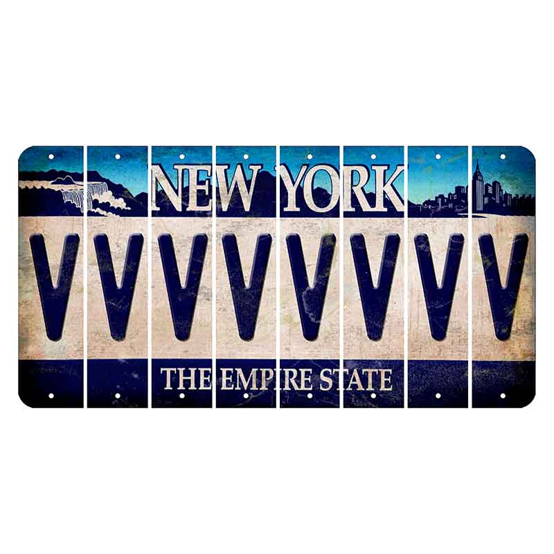 New York Blue The Empire State Cut License Plate Strips (Set of 8) V