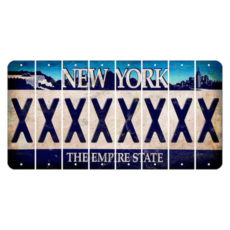 New York Blue The Empire State Cut License Plate Strips (Set of 8) X