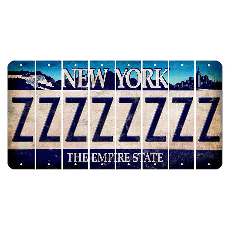 New York Blue The Empire State Cut License Plate Strips (Set of 8) Z