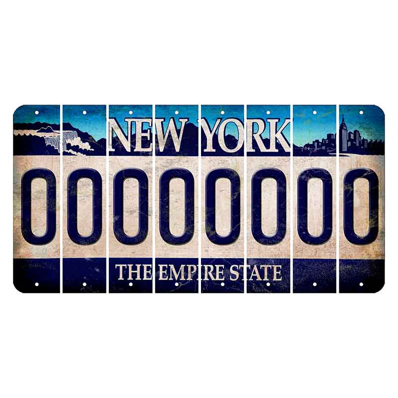 New York Blue The Empire State Cut License Plate Strips (Set of 8)