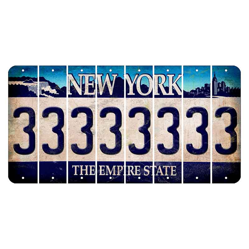 New York Blue The Empire State Cut License Plate Strips (Set of 8) 3