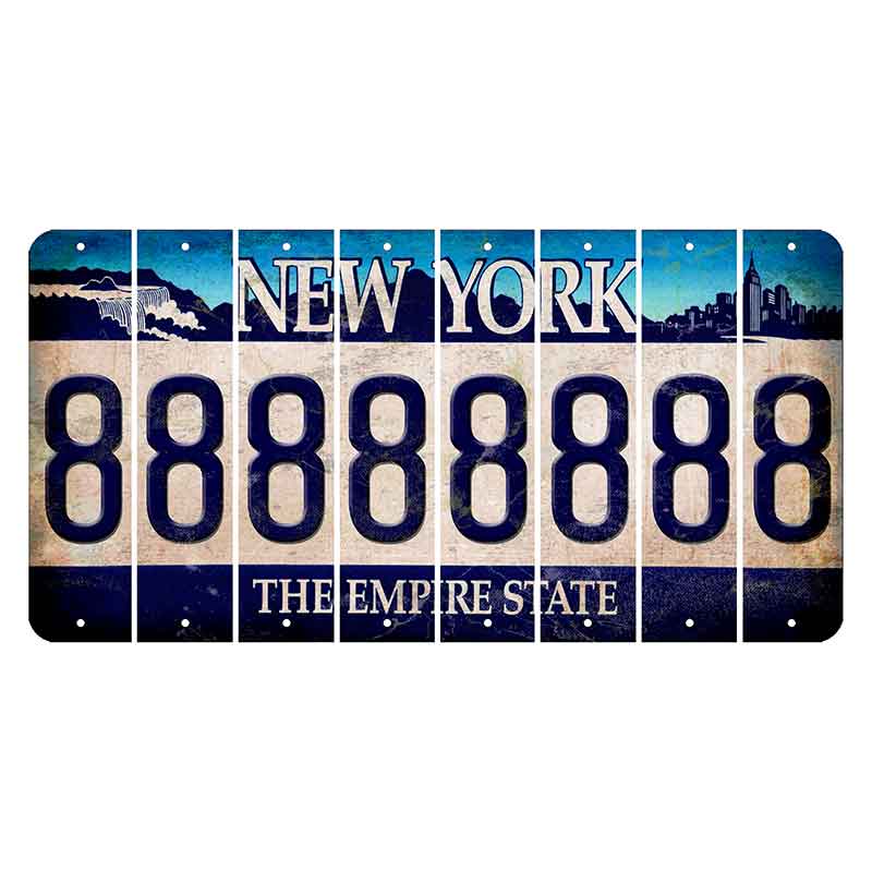 New York Blue The Empire State Cut License Plate Strips (Set of 8) 8