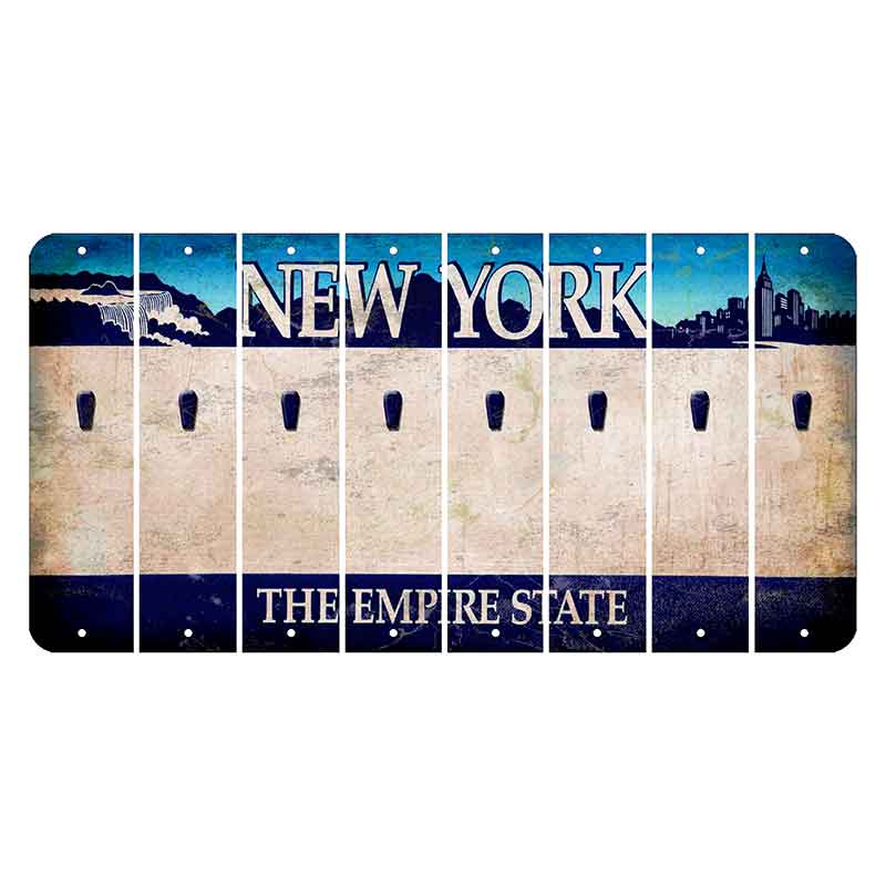 New York Blue The Empire State Cut License Plate Strips (Set of 8) Apostrophe