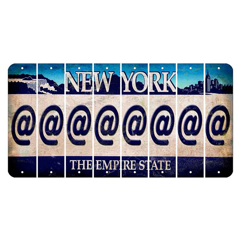 New York Blue The Empire State Cut License Plate Strips (Set of 8) At Sign