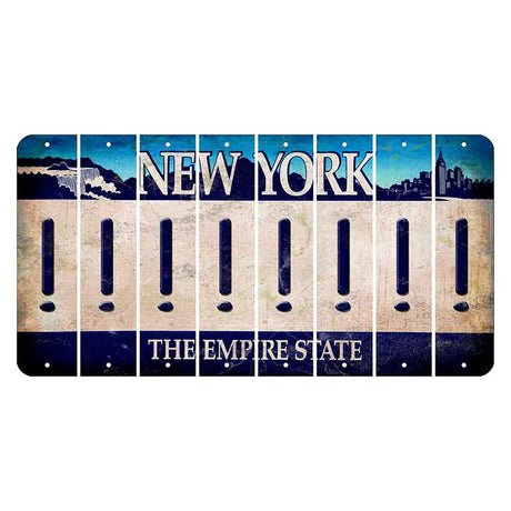 New York Blue The Empire State Cut License Plate Strips (Set of 8) Exclamation Point