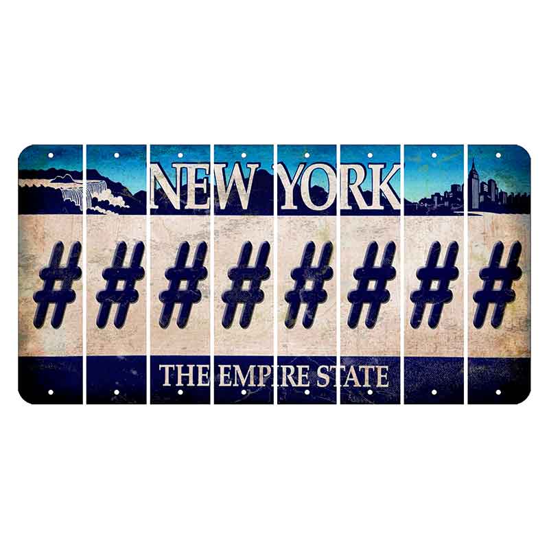 New York Blue The Empire State Cut License Plate Strips (Set of 8) Hashtag