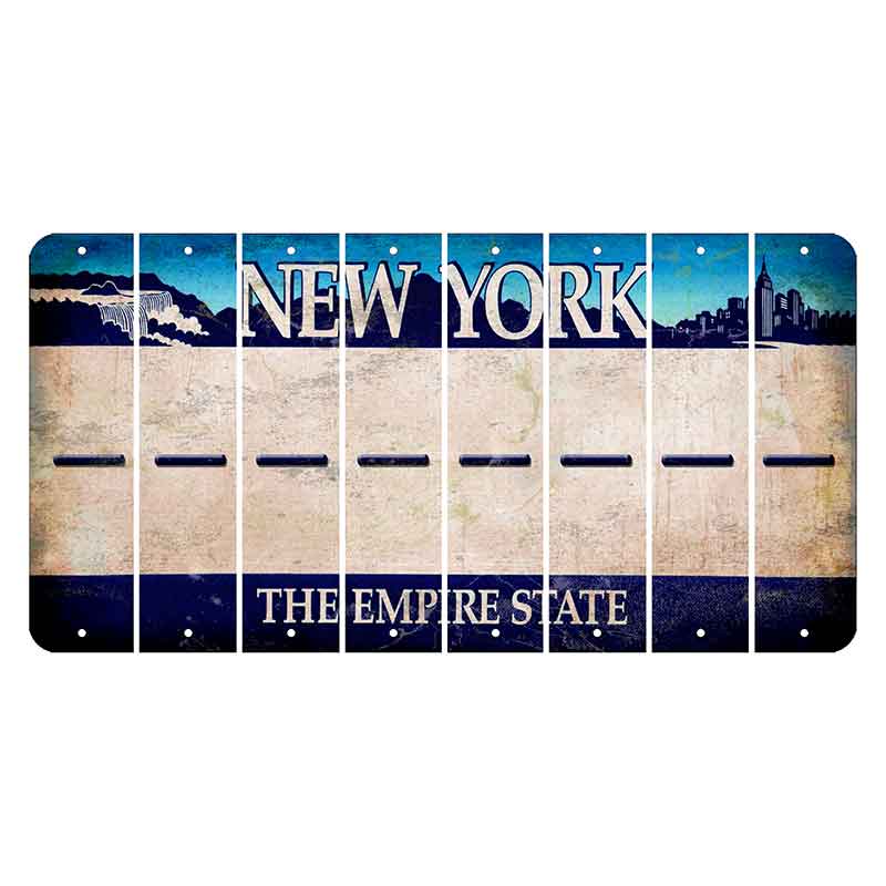 New York Blue The Empire State Cut License Plate Strips (Set of 8) Hyphen