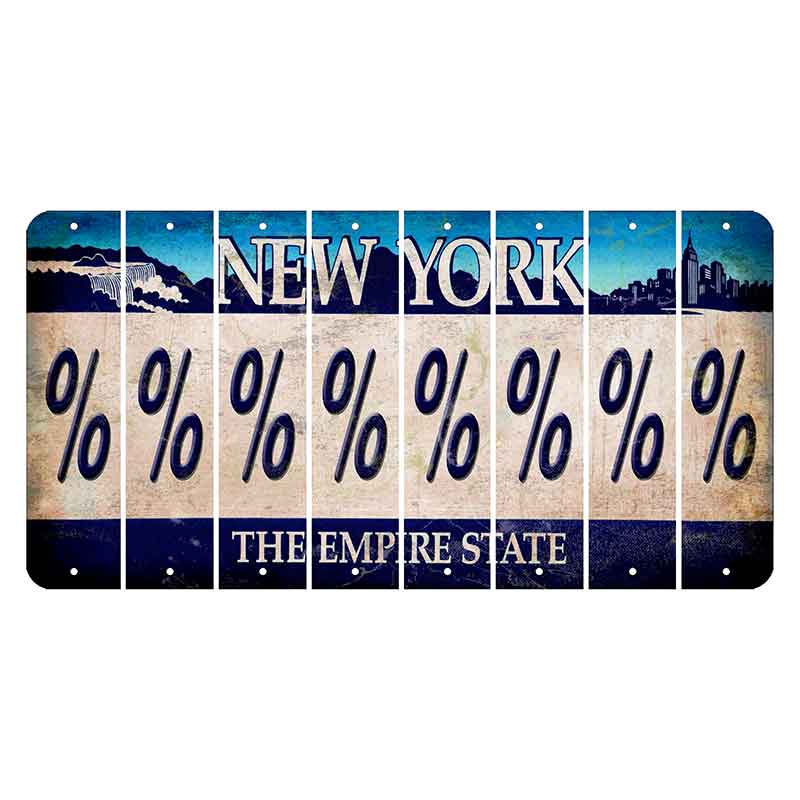 New York Blue The Empire State Cut License Plate Strips (Set of 8) Percent Sign