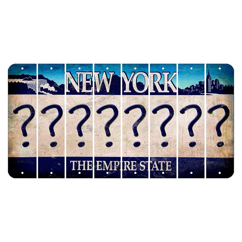 New York Blue The Empire State Cut License Plate Strips (Set of 8) Question Mark