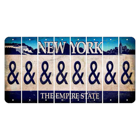 New York Blue The Empire State Cut License Plate Strips (Set of 8) And Sign