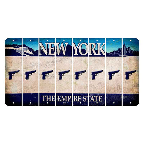 New York Blue The Empire State Cut License Plate Strips (Set of 8) Handgun