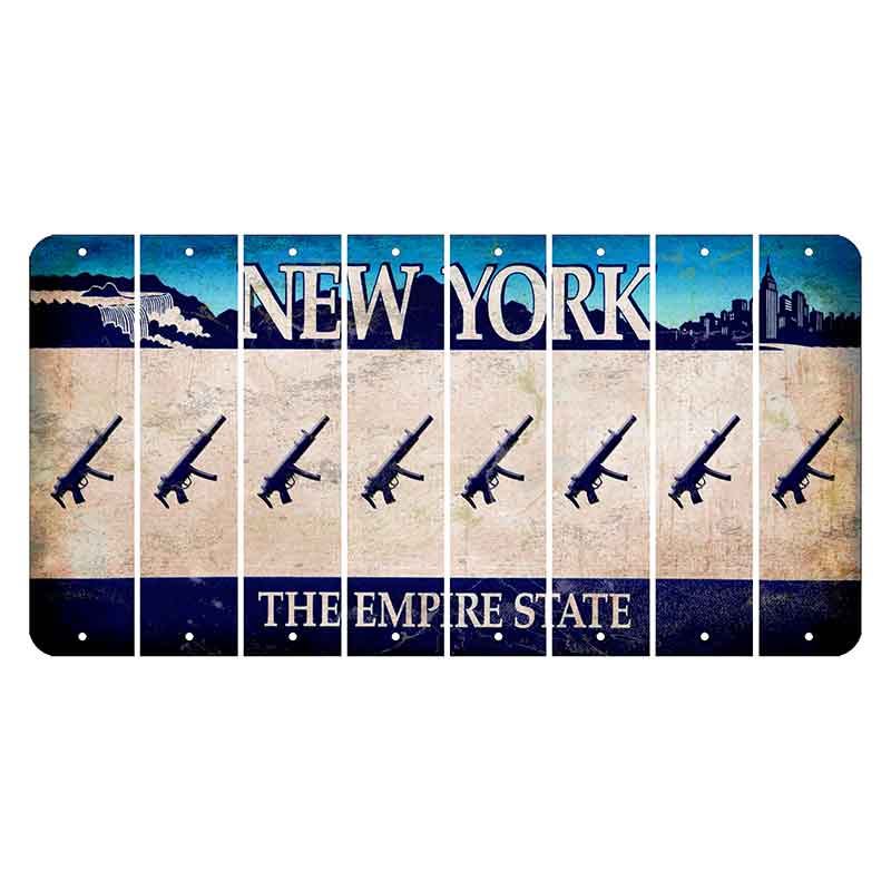 New York Blue The Empire State Cut License Plate Strips (Set of 8) Submachine Gun