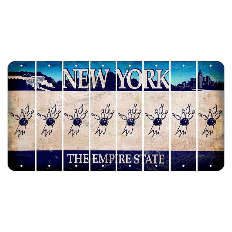 New York Blue The Empire State Cut License Plate Strips (Set of 8) Bowling