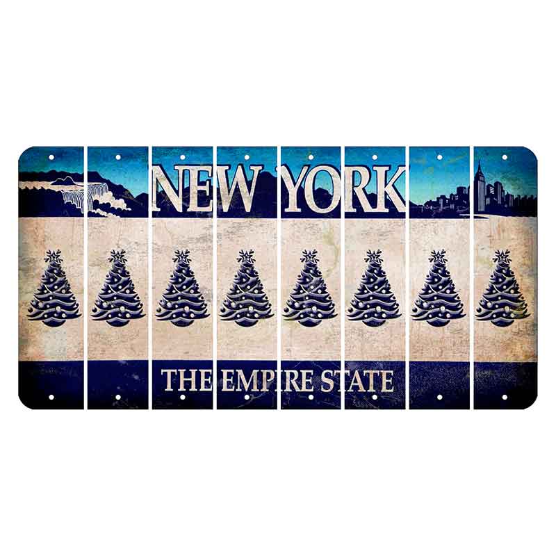 New York Blue The Empire State Cut License Plate Strips (Set of 8) Christmas Tree