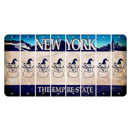 New York Blue The Empire State Cut License Plate Strips (Set of 8) Snowman