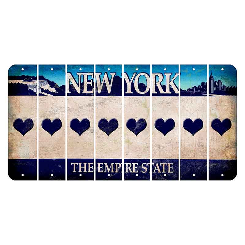 New York Blue The Empire State Cut License Plate Strips (Set of 8) Heart