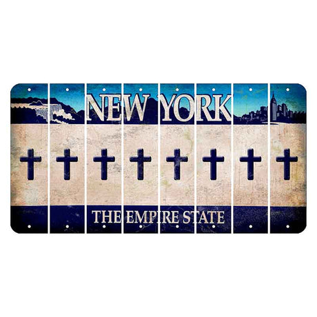 New York Blue The Empire State Cut License Plate Strips (Set of 8) Cross