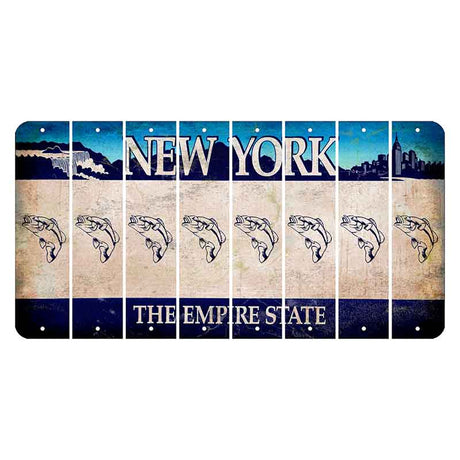 New York Blue The Empire State Cut License Plate Strips (Set of 8) Fish