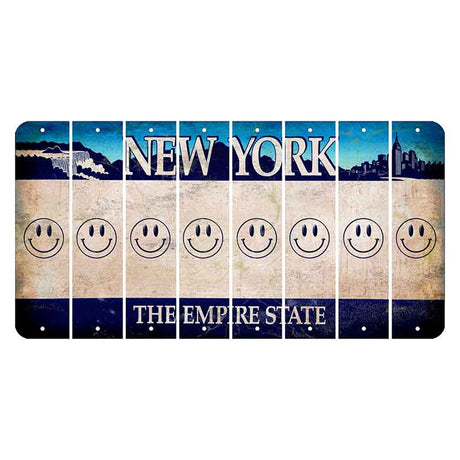 New York Blue The Empire State Cut License Plate Strips (Set of 8) Smiley Face