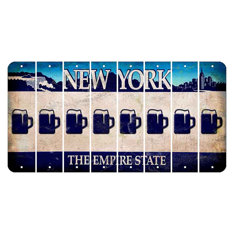 New York Blue The Empire State Cut License Plate Strips (Set of 8) Beer Mug